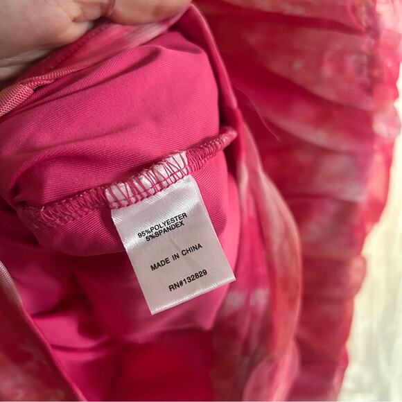 Superdown Revolve Ivanna Strapless‎ Mini Dress Hot Pink Tie Dye Ruched Size M - Picture 6 of 7